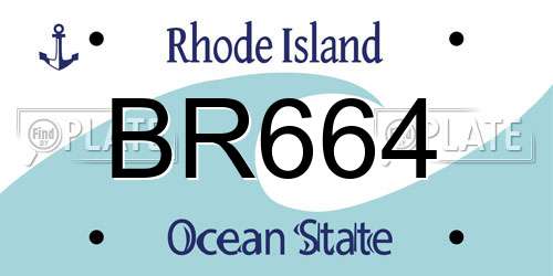 BR664 Rhode Island License Plate