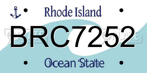 BRC7252 Rhode Island License Plate