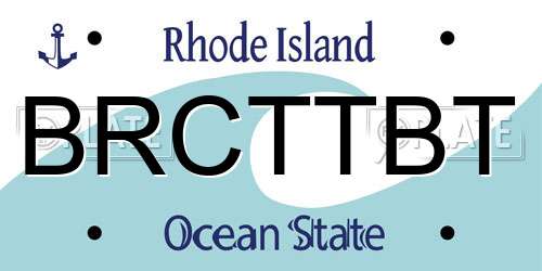 BRCTTBT Rhode Island License Plate