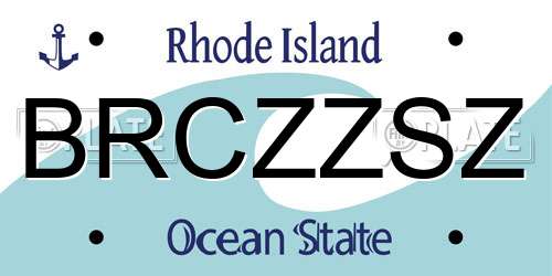 BRCZZSZ Rhode Island License Plate