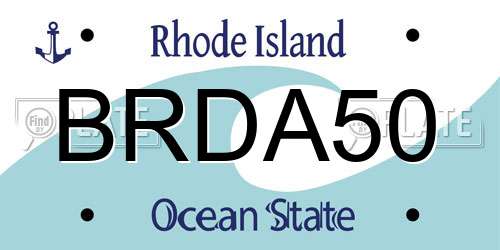 BRDA50 Rhode Island License Plate