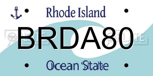BRDA80 Rhode Island License Plate