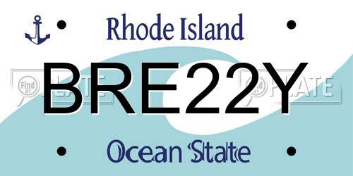 BRE22Y Rhode Island License Plate