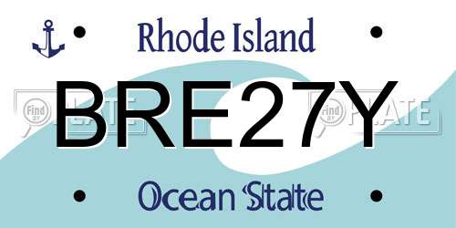 BRE27Y Rhode Island License Plate