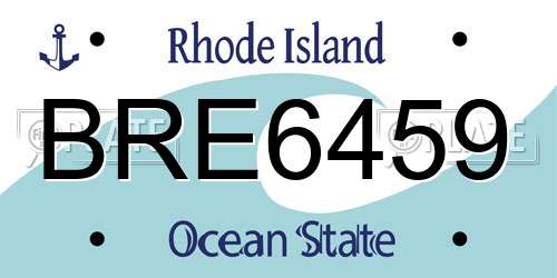 BRE6459 Rhode Island License Plate