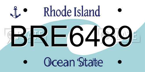 BRE6489 Rhode Island License Plate