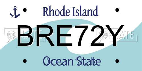 BRE72Y Rhode Island License Plate