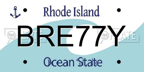 BRE77Y Rhode Island License Plate