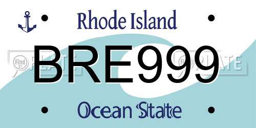 BRE999 Rhode Island License Plate