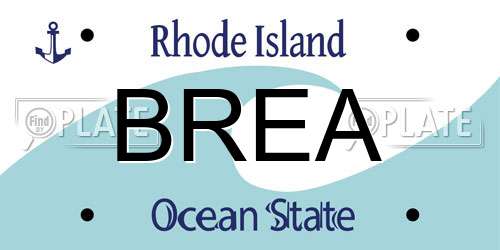 BREA Rhode Island License Plate