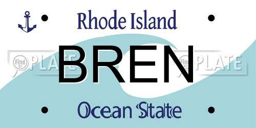 BREN Rhode Island License Plate