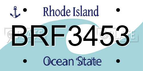 BRF3453 Rhode Island License Plate
