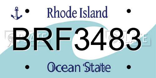 BRF3483 Rhode Island License Plate