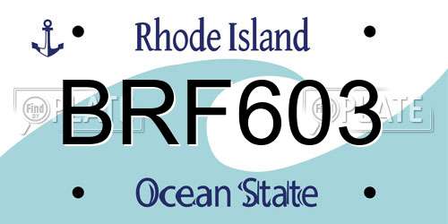 BRF603 Rhode Island License Plate