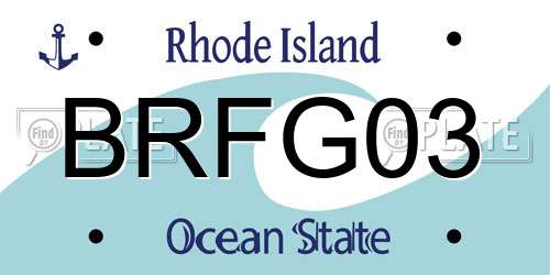 BRFG03 Rhode Island License Plate