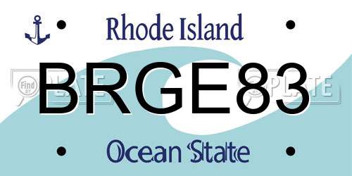 BRGE83 Rhode Island License Plate