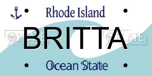BRITTA Rhode Island License Plate