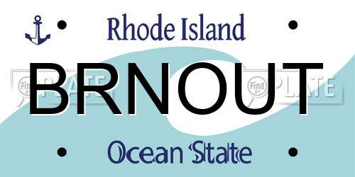 BRNOUT Rhode Island License Plate