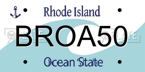 BROA50 Rhode Island License Plate