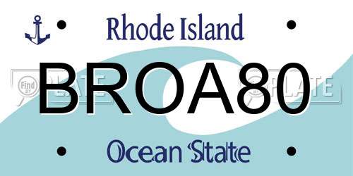 BROA80 Rhode Island License Plate
