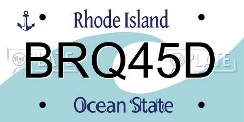 BRQ45D Rhode Island License Plate