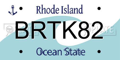 BRTK82 Rhode Island License Plate