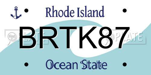 BRTK87 Rhode Island License Plate