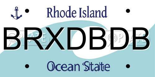 BRXDBDB Rhode Island License Plate