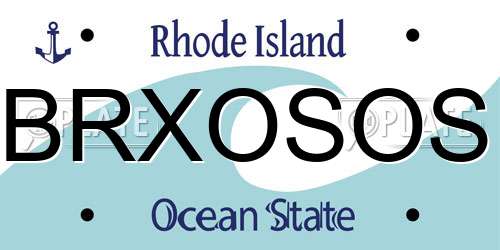 BRXOSOS Rhode Island License Plate