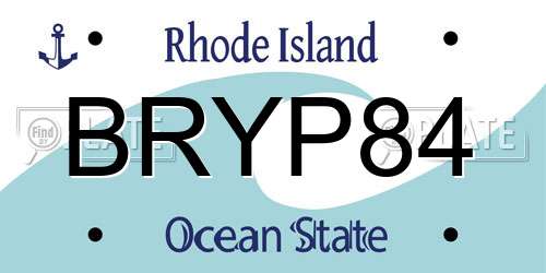 BRYP84 Rhode Island License Plate