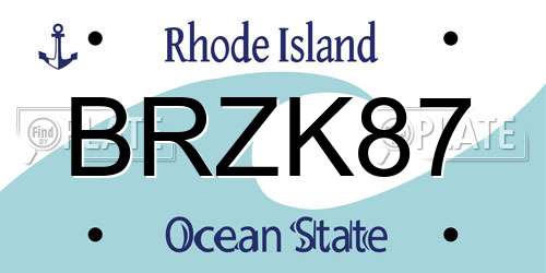 BRZK87 Rhode Island License Plate