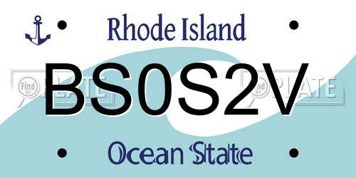 BS0S2V Rhode Island License Plate