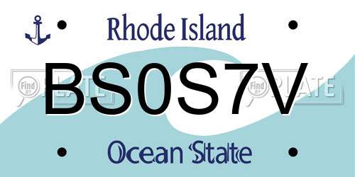 BS0S7V Rhode Island License Plate