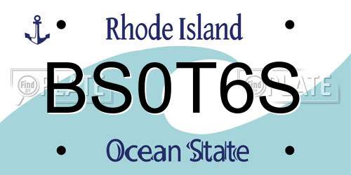 BS0T6S Rhode Island License Plate