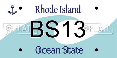 BS13 Rhode Island License Plate
