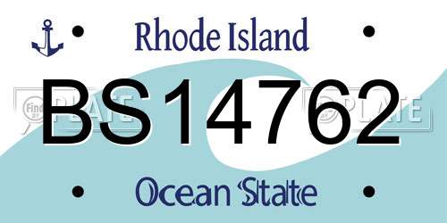 BS14762 Rhode Island License Plate