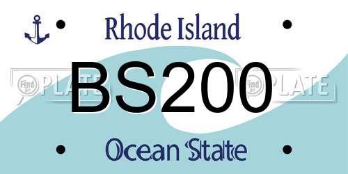 BS200 Rhode Island License Plate