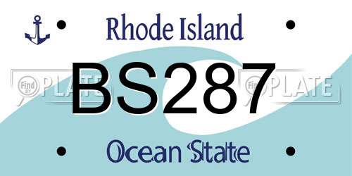 BS287 Rhode Island License Plate
