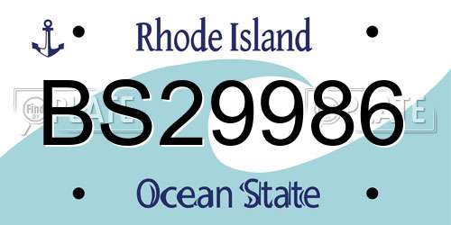 BS29986 Rhode Island License Plate