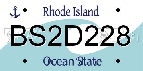 BS2D228 Rhode Island License Plate