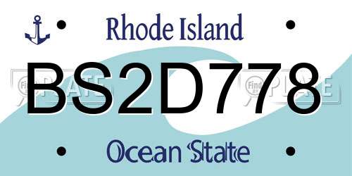 BS2D778 Rhode Island License Plate