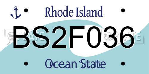 BS2F036 Rhode Island License Plate