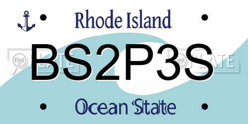 BS2P3S Rhode Island License Plate