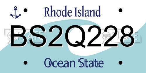 BS2Q228 Rhode Island License Plate