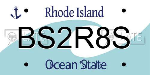 BS2R8S Rhode Island License Plate