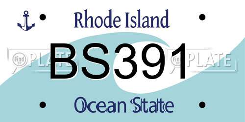 BS391 Rhode Island License Plate