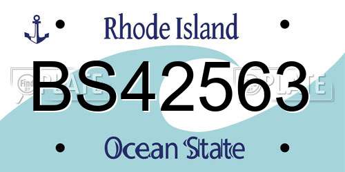 BS42563 Rhode Island License Plate