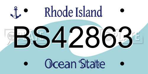 BS42863 Rhode Island License Plate