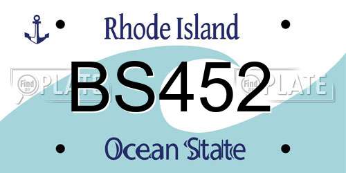 BS452 Rhode Island License Plate