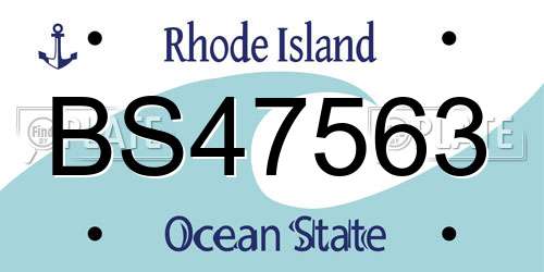 BS47563 Rhode Island License Plate